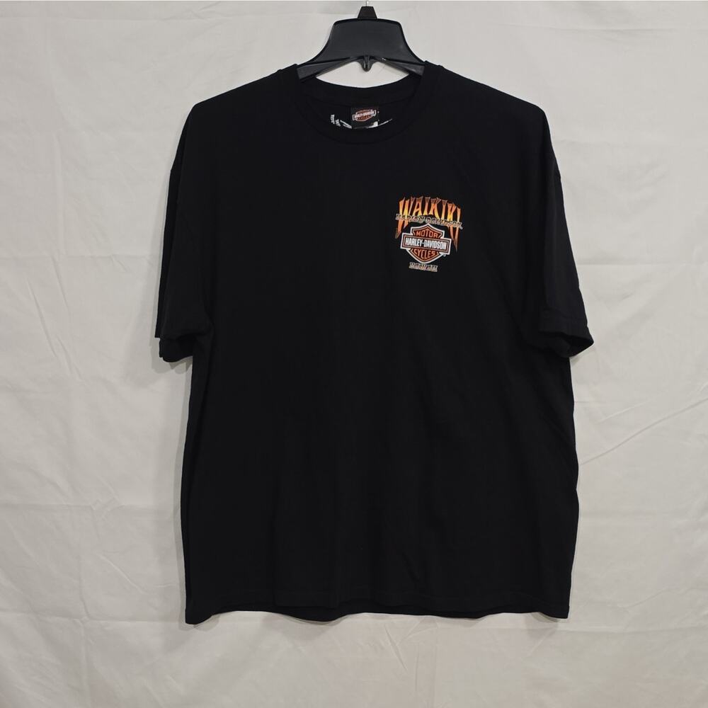 Harley-Davidson Mens 2XL Waikiki Hawaii Black Graphic T-Shirt Biker